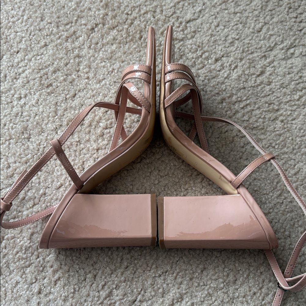 Marc Fisher LTD Edalyn Ankle Strap Sandal Neutral Nude Square Toe Heels Sz 7.5 - Picture 8 of 9